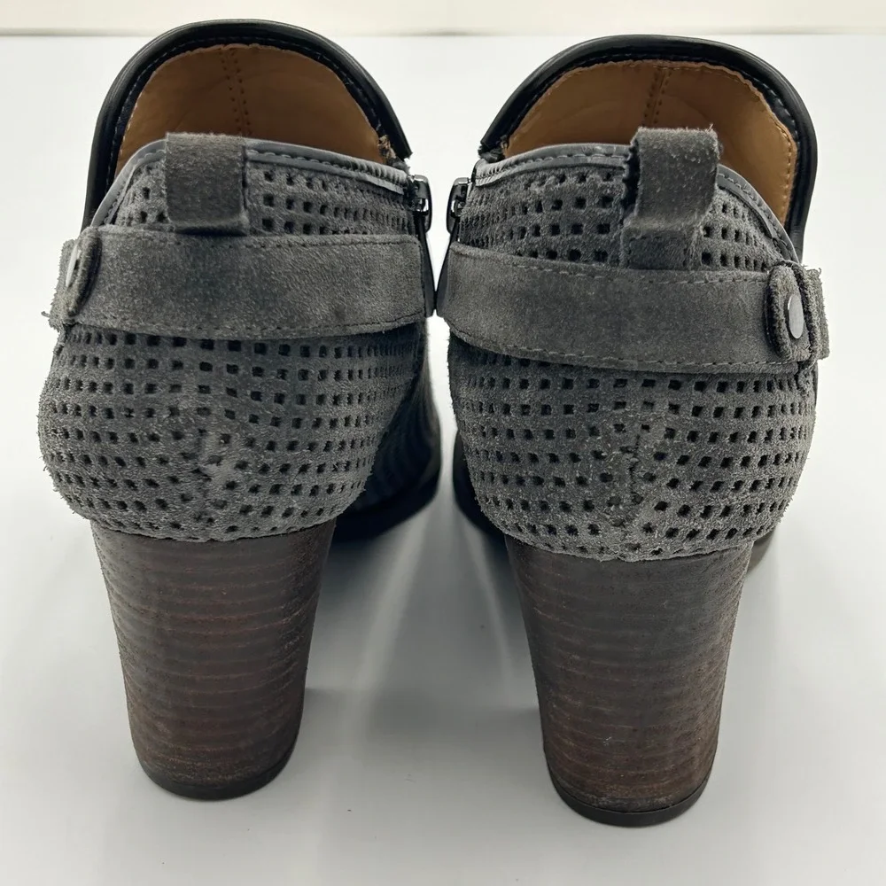 Franco Sarto Dale Womens Suede Ankle‎ Booties Size 8.5M Zip Gray Western Boho